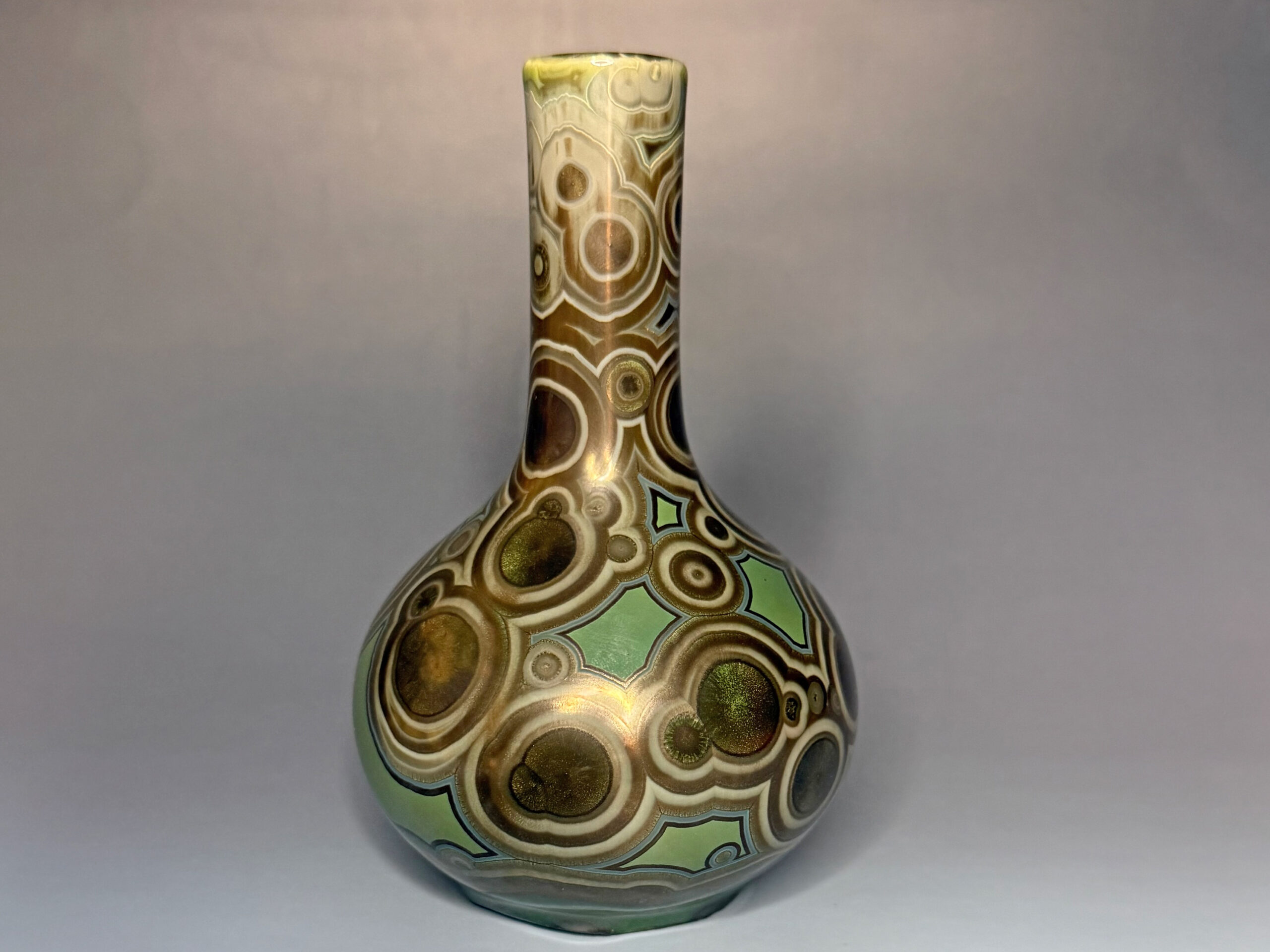 Malachite Crystalline Glazed Porcelain Onion Vase - Image 2