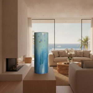 Lagoon Crystalline Porcelain Cylinder Vase