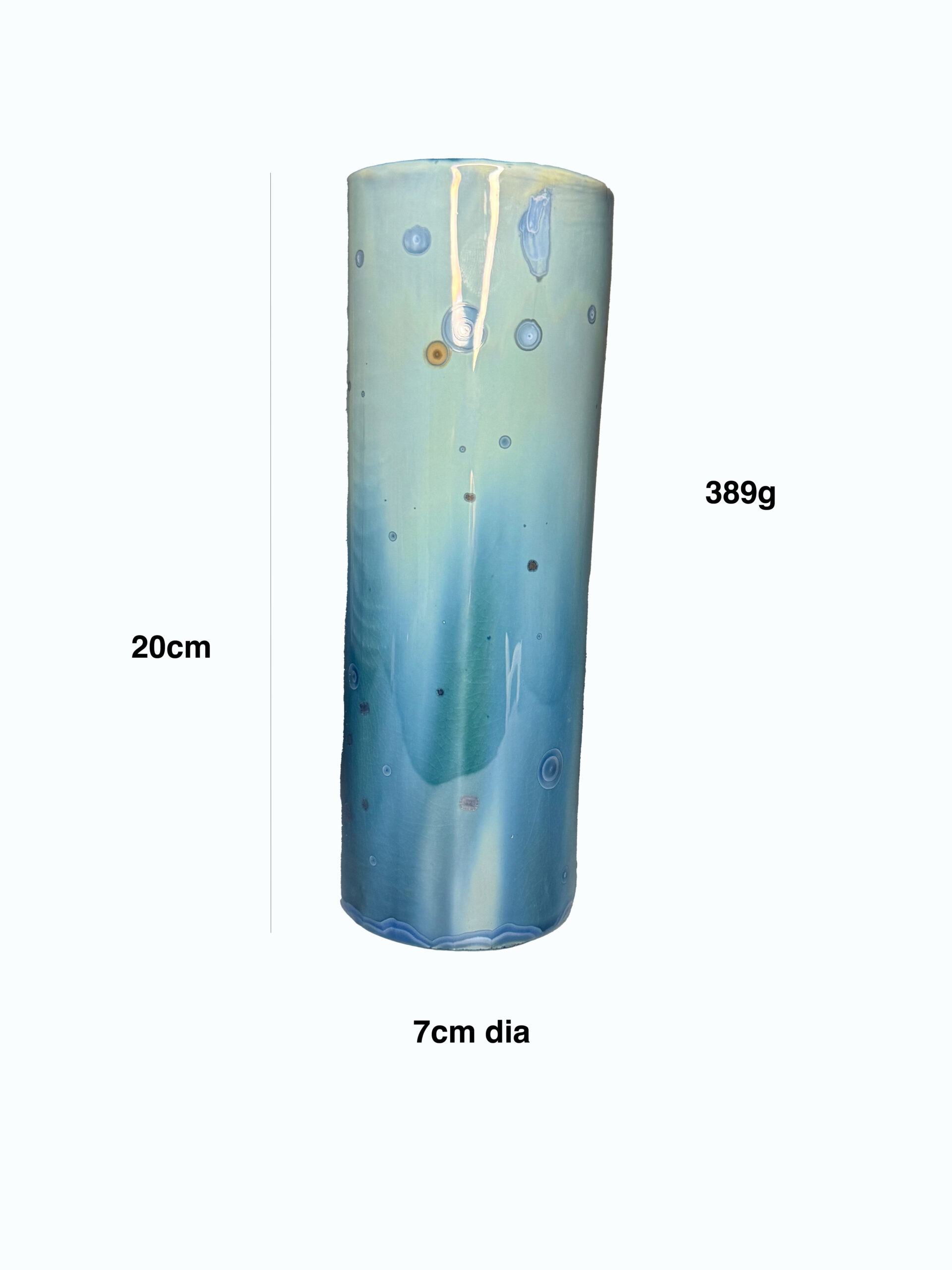 Lagoon Crystalline Porcelain Cylinder Vase - Image 4