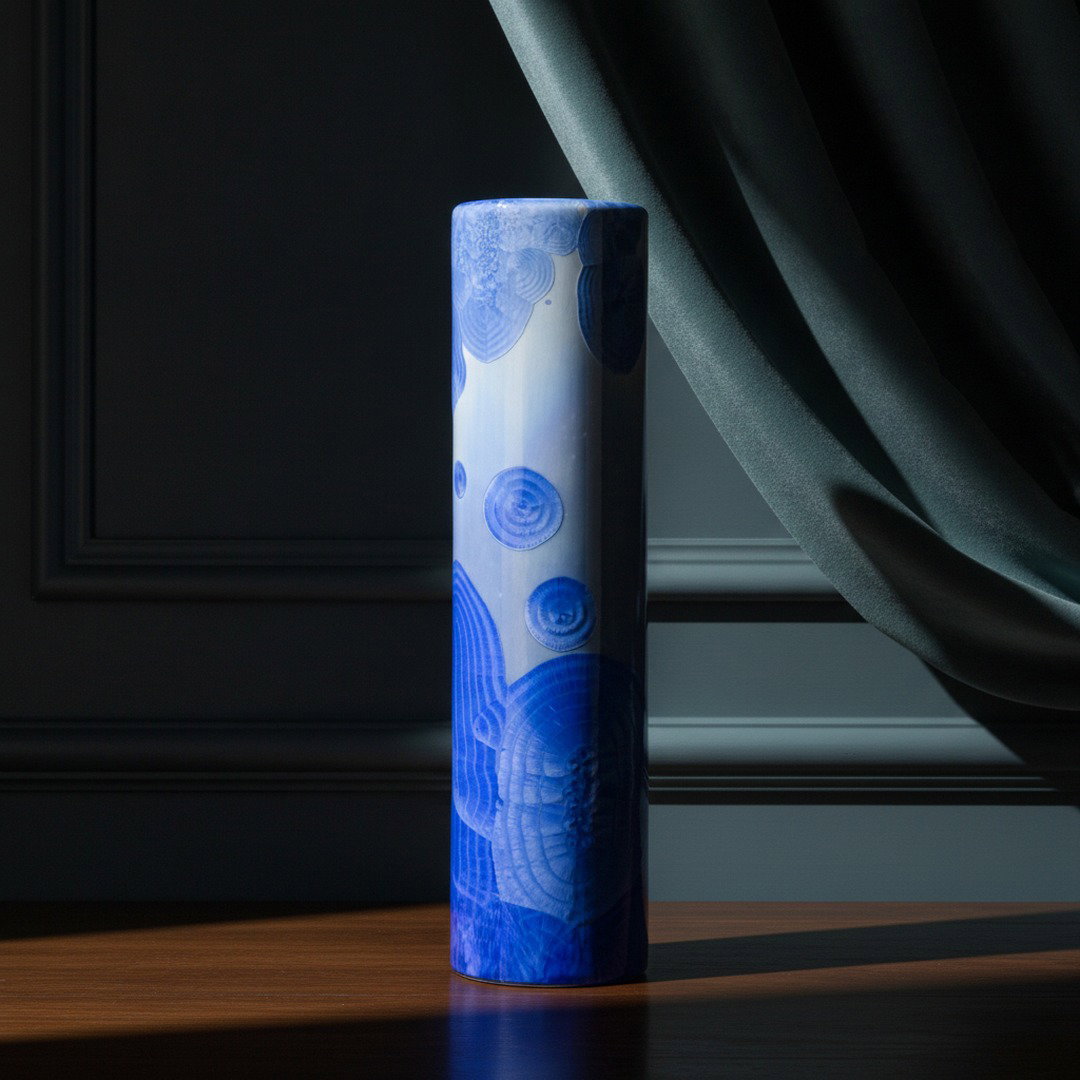Azure Crystal Column Vase - Image 6