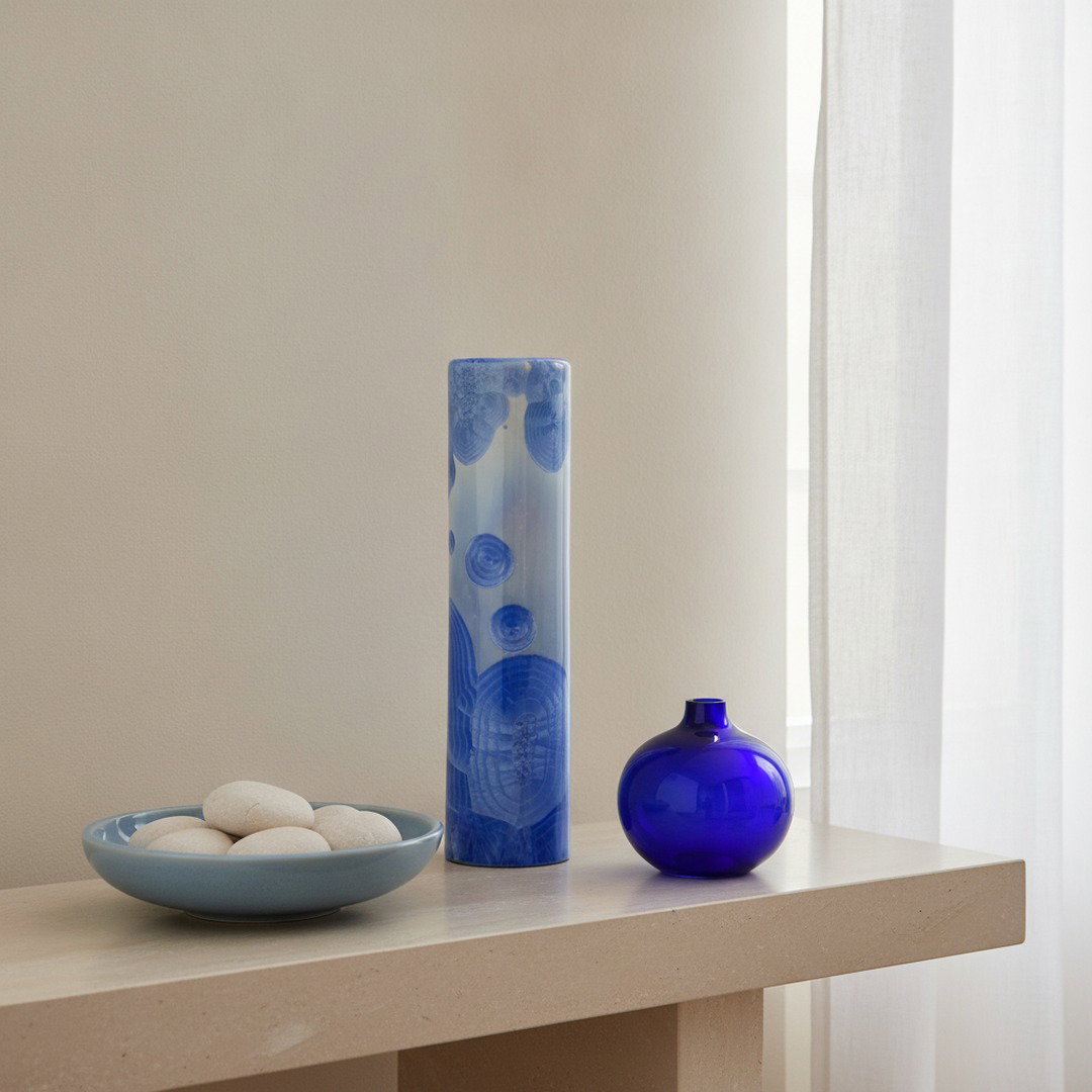 Azure Crystal Column Vase - Image 5